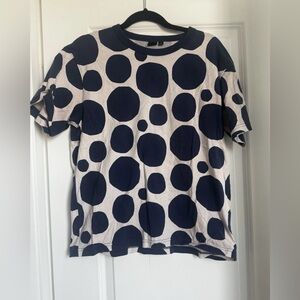 Marimekko x Uniqlo Graphic T-Shirt Navy Blue White Polka Dot Size Large